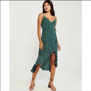 A&F Forest Green Midi Wrap Dress